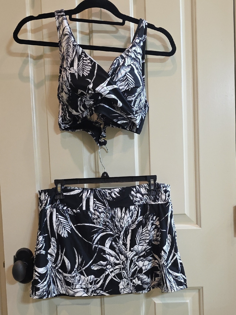 Alex Marie Black and White Tropical Swim Coverup Set